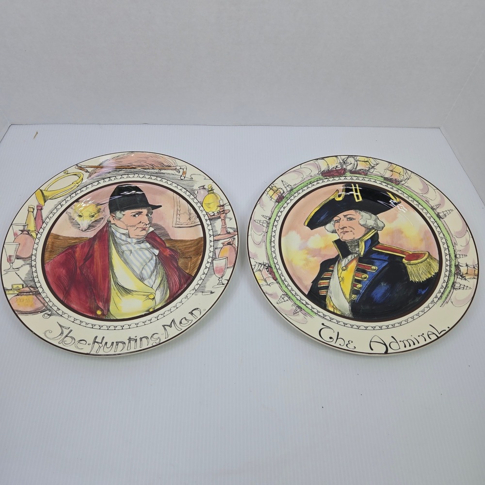 Royal Doulton Plates The Hunting Man The‎ Admiral D6282 D6278 England Set of 2